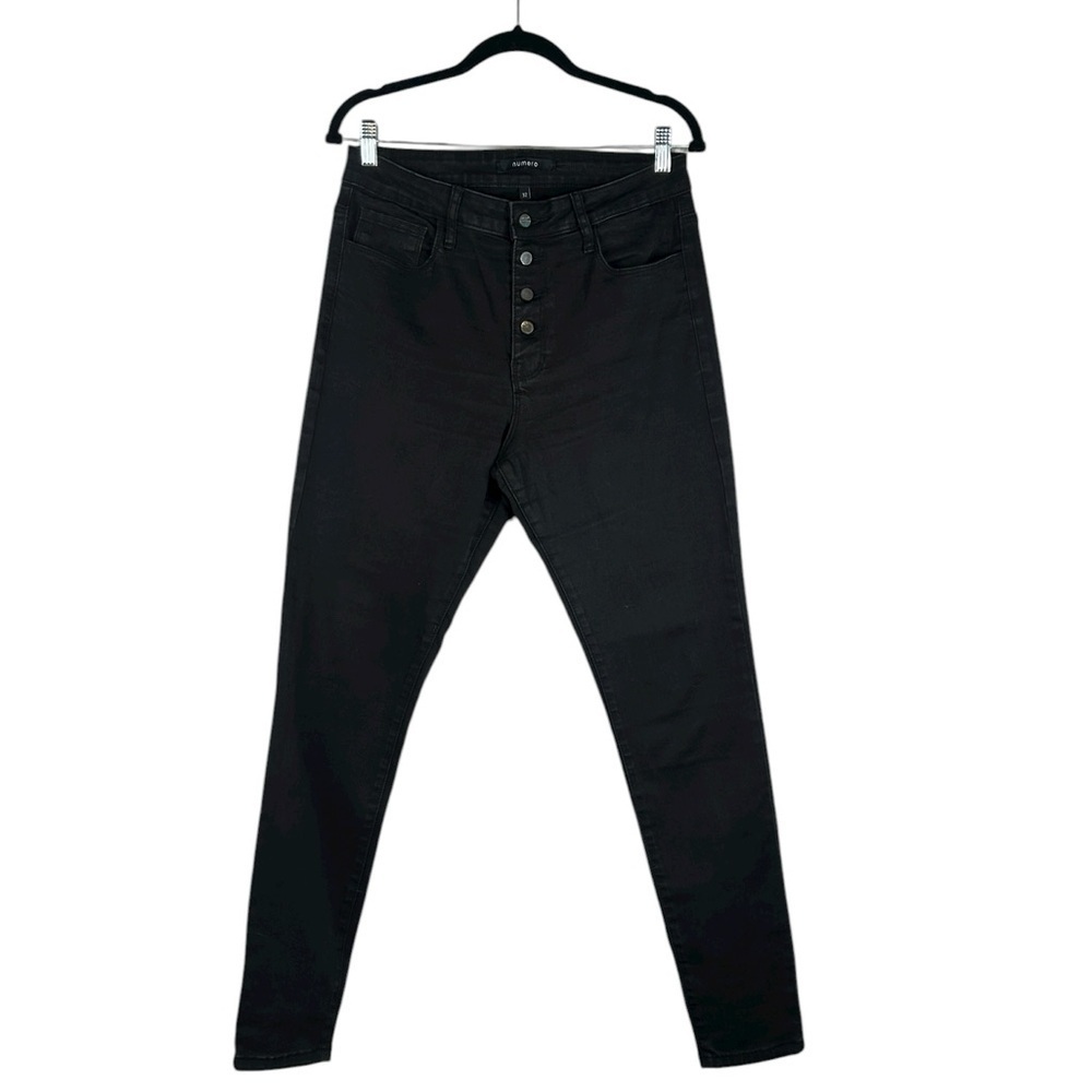 Numero Black Wash Casual Button Fly Classic High Rise Skinny Jeans Size 32